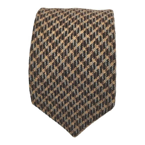 BURBERRYS  Beige/Brown Geometric Cashmere Tie ITALY 58"/ 3.1" EC - Picture 1 of 5
